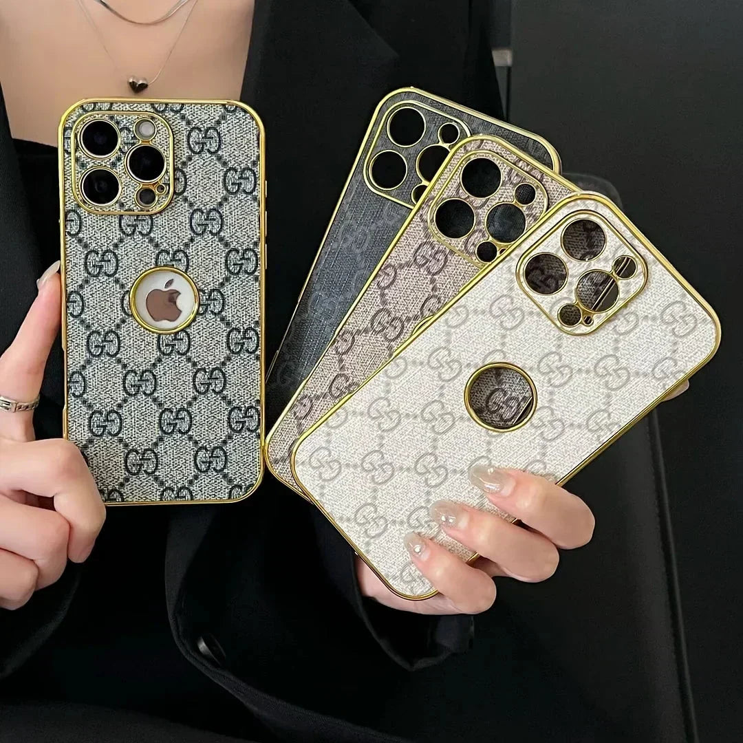 GG Clear Gold Monogram Case for iPhone 13-18 Pro & Pro Max