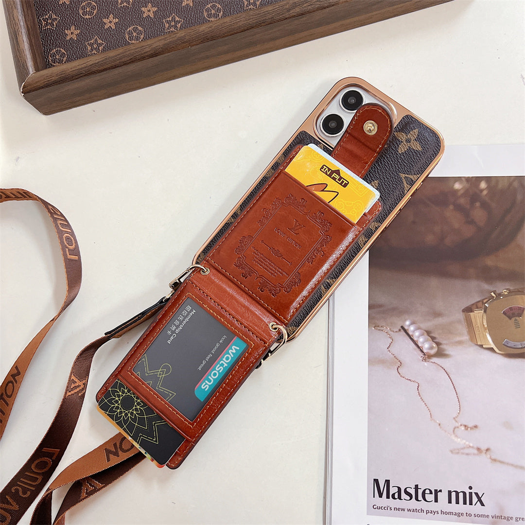 Luxury Louis V Case with Strap for iPhone 13-18 Pro & Pro Max