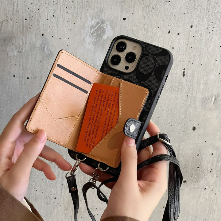 Coach Card Bag Leather Chain Case For iPhone 12 - 18 Series