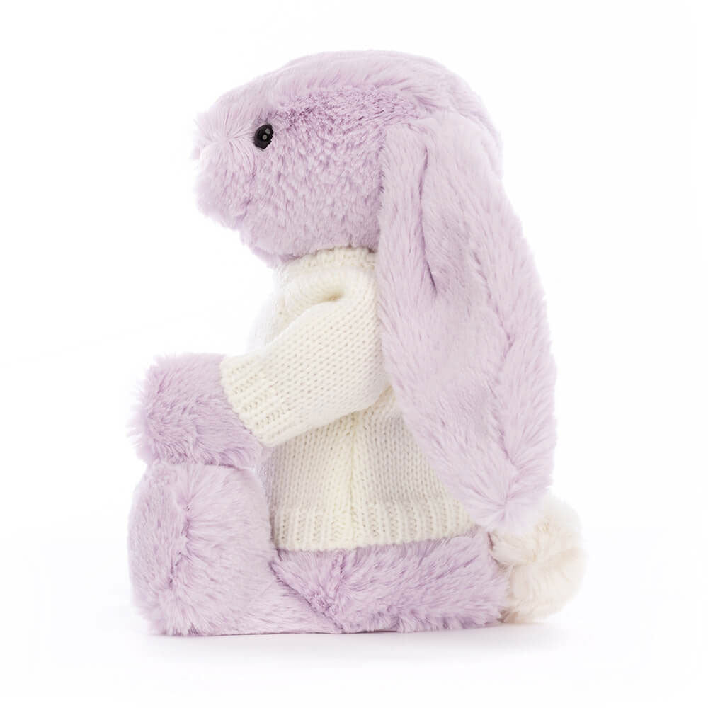 Bashful Lilac Bunny with Personalised Cream Jumper