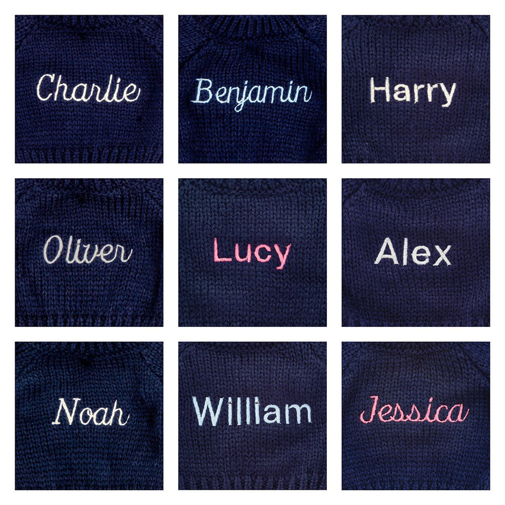 Bashful Terrier with Personalised Navy Jumper
