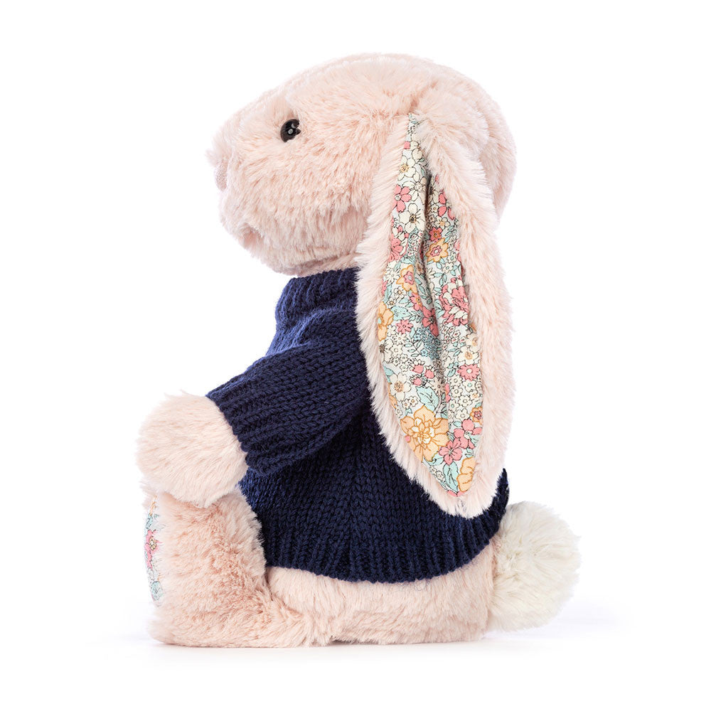 Blossom Blush Bunny with Personalised Navy Jumper