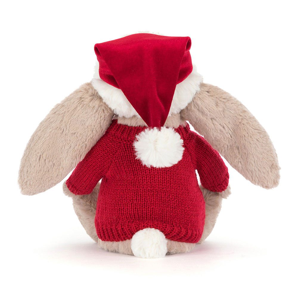 Bashful Christmas Bunny with Personalised Red Jumper