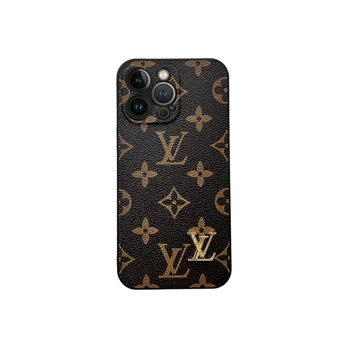 Monogram Leather Case with Camera Protection for iPhone 12-18 Pro & Pro Max