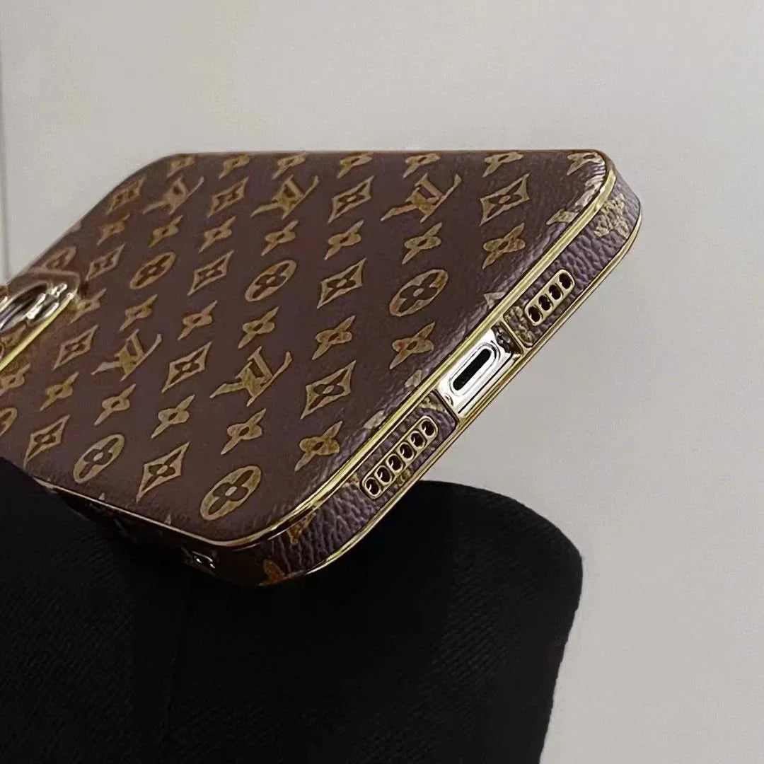 Luxury Brown Monogram Phone Case for iPhone 12-18 Pro & Pro Max