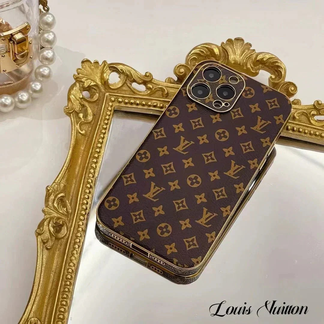 Luxury Brown Monogram Phone Case for iPhone 12-18 Pro & Pro Max