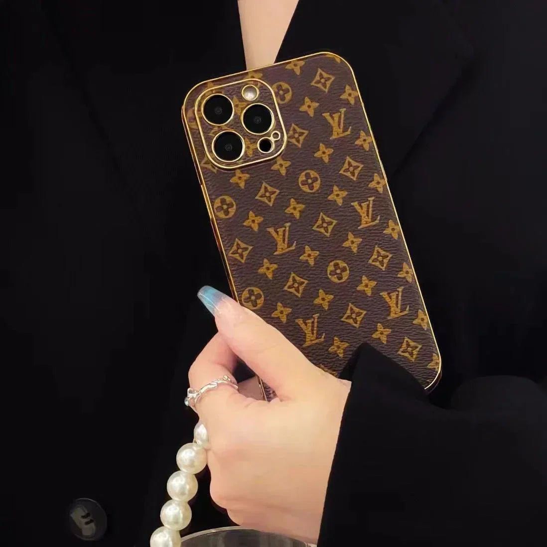 Luxury Brown Monogram Phone Case for iPhone 12-18 Pro & Pro Max