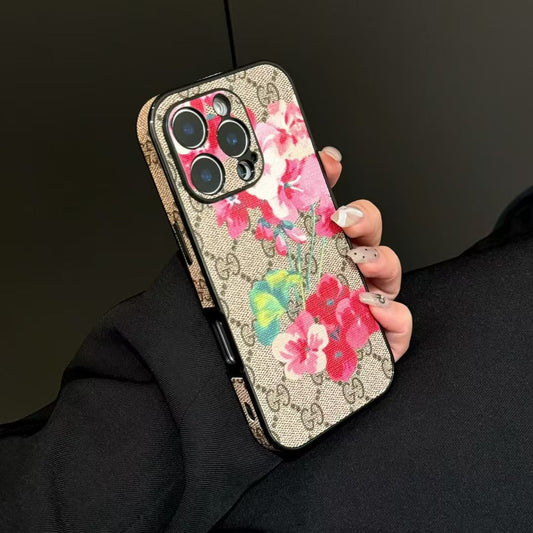 GG Floral Print Monogram Case for iPhone 13-18 Pro & Pro Max