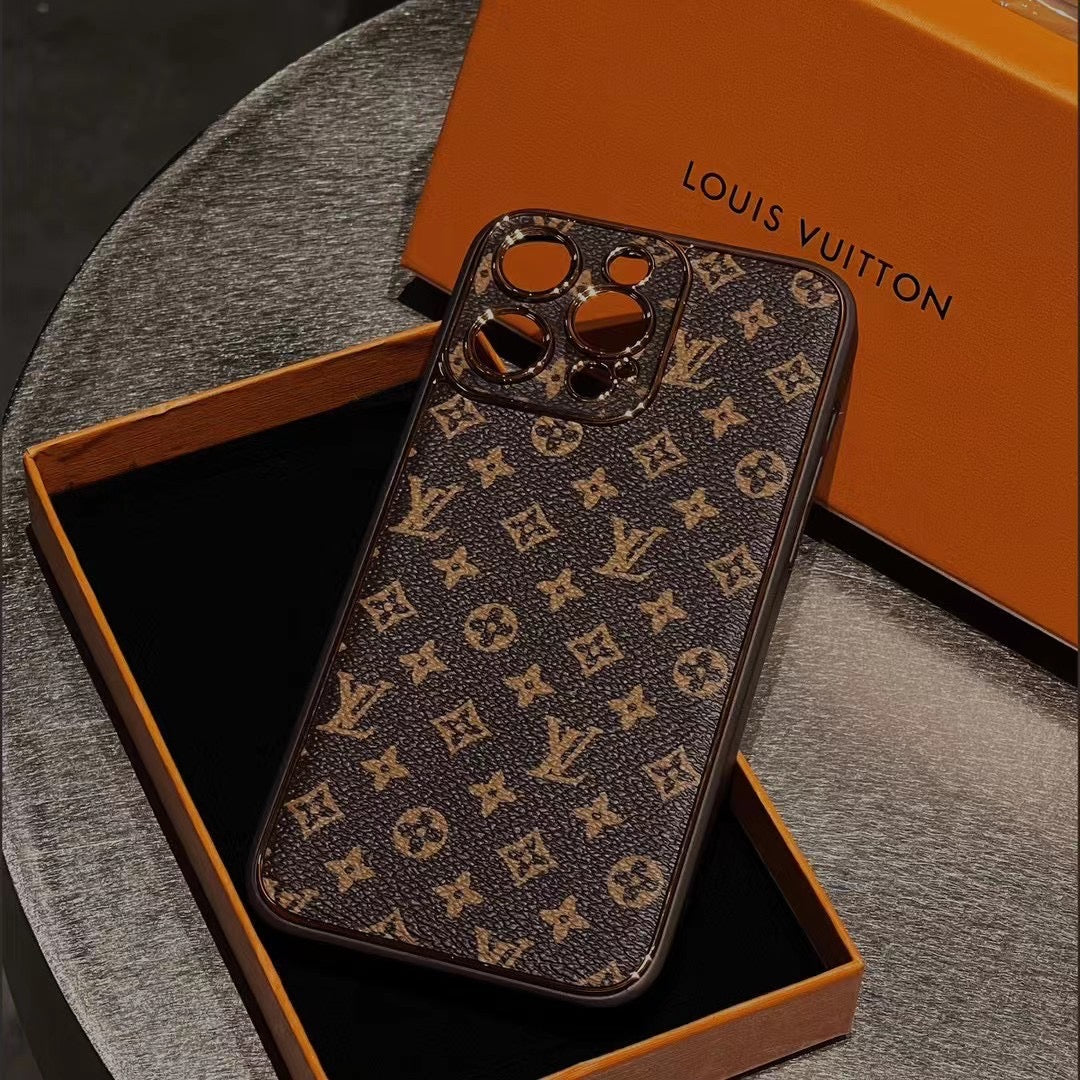 Luxury Brown Monogram Phone Case for iPhone 12-18 Pro & Pro Max