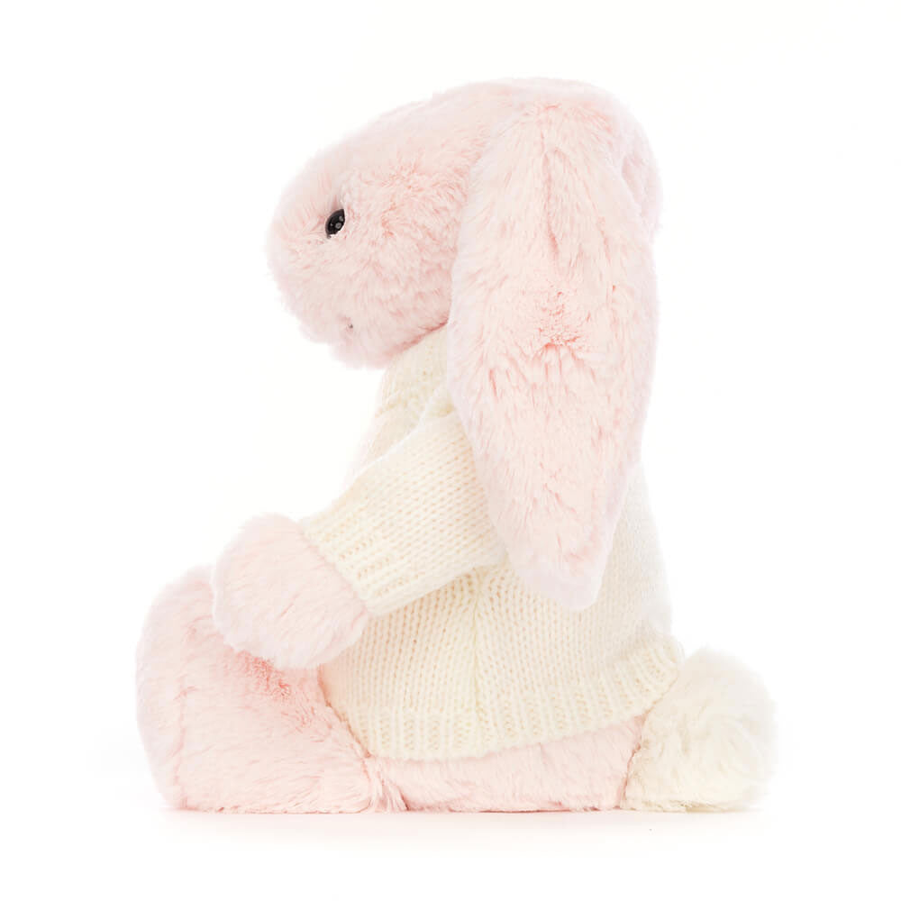 Bashful Pink Bunny with Personalised Cream Jumper