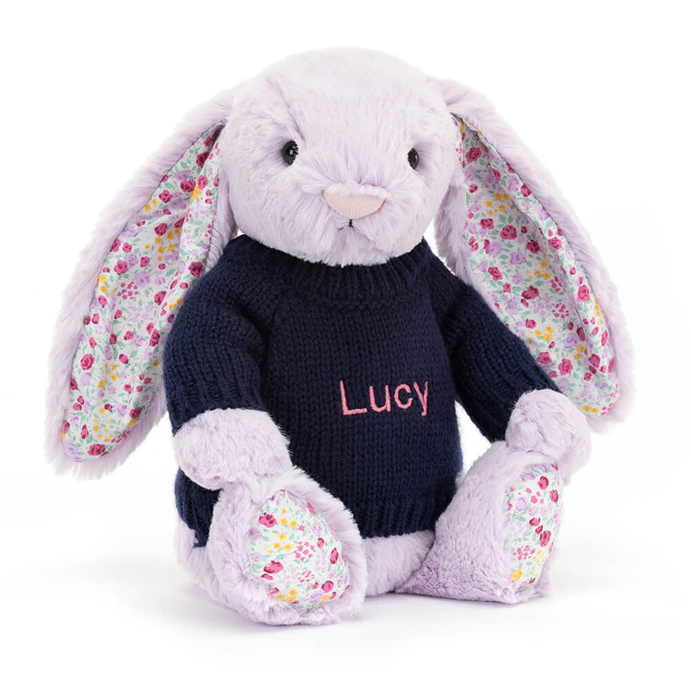 Blossom Jasmine Bunny with Personalised Navy Jumper