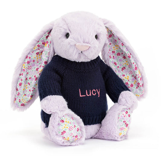 Blossom Jasmine Bunny with Personalised Navy Jumper