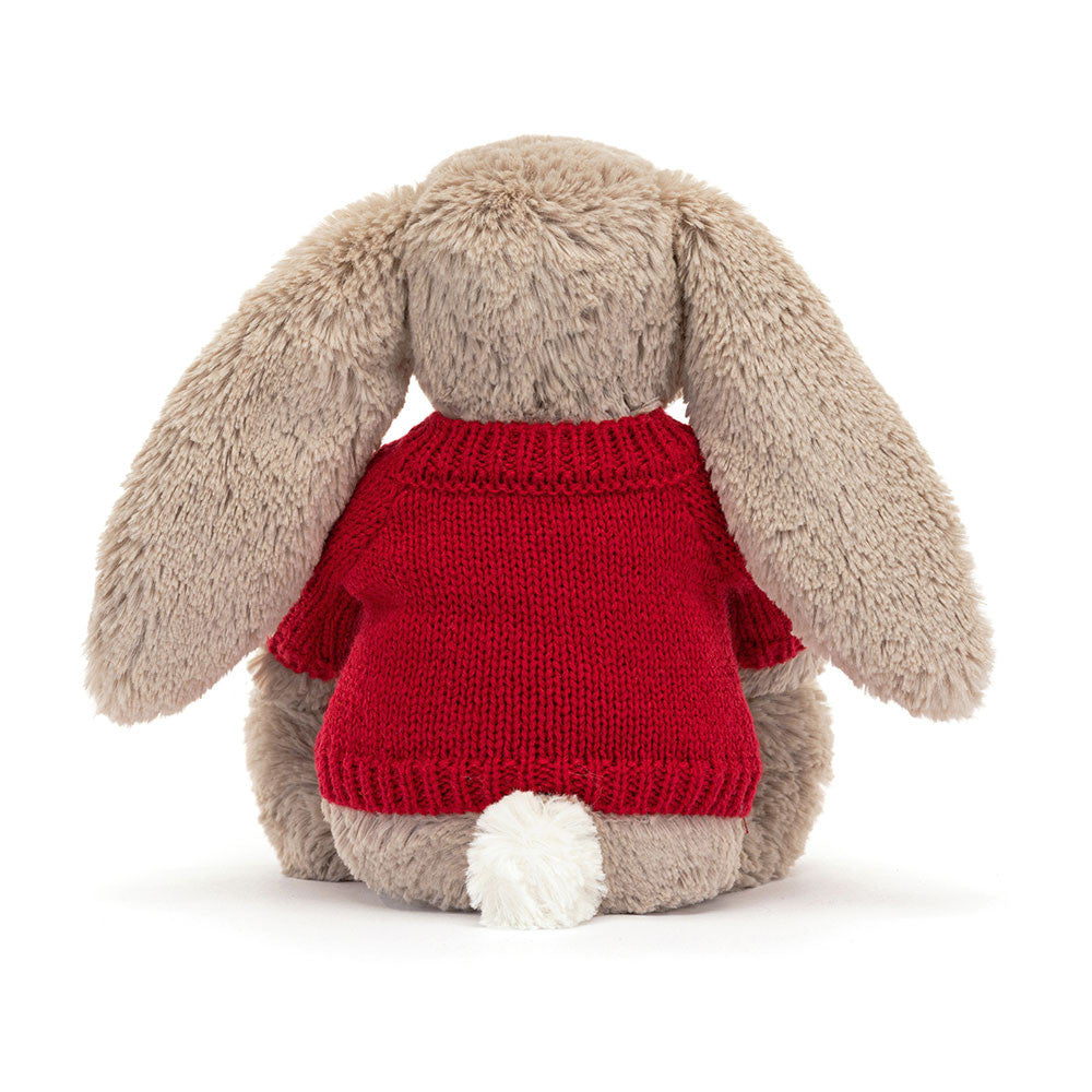 Bashful Beige Bunny with Personalised Red Jumper
