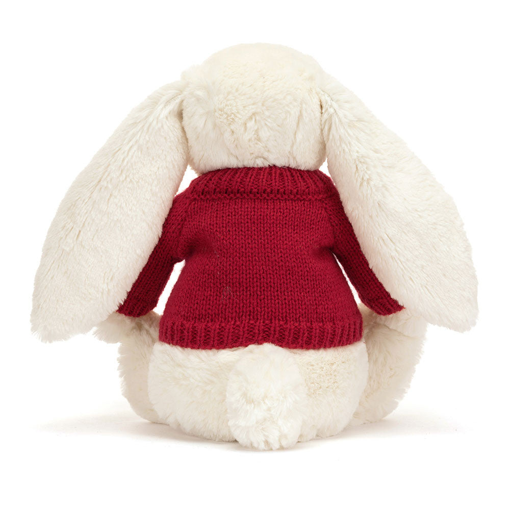 Blossom Cream Bunny with Personalised Red Jumper